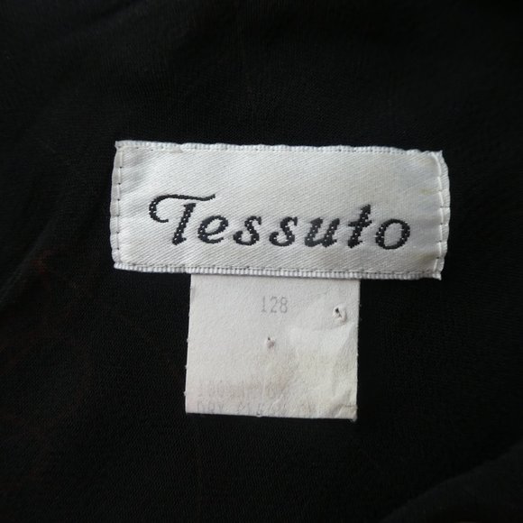 Vintage 90s Dress Geo Floral Brown Orange Lined Tessuto Keyhole Button Back USA - Picture 7 of 8